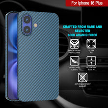 Cargar imagen en el visor de la galería, Funda Punkcase de fibra de carbono para iPhone 16 Plus [Serie AramidShield], ultradelgada y ligera, de Kevlar [azul]
