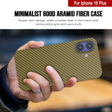 Load image into Gallery viewer, Funda Punkcase de fibra de carbono para iPhone 16 Plus [Serie AramidShield], ultradelgada y ligera, de Kevlar [Oro]
