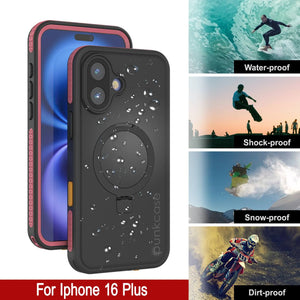 Funda impermeable para iPhone 16 Plus [Serie Kickstud 2.0] Cubierta protectora IP68 con protector de pantalla y soporte [rosa]