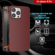 Load image into Gallery viewer, Funda Punkcase de fibra de carbono para iPhone 16 Pro [Serie AramidShield], ultradelgada y ligera, de Kevlar [roja]
