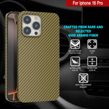 Load image into Gallery viewer, Funda Punkcase de fibra de carbono para iPhone 16 Pro [Serie AramidShield], ultradelgada y ligera, de Kevlar [Oro]
