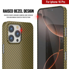 Load image into Gallery viewer, Funda Punkcase de fibra de carbono para iPhone 16 Pro [Serie AramidShield], ultradelgada y ligera, de Kevlar [Oro]
