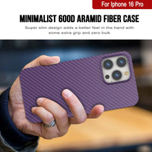 Load image into Gallery viewer, Funda Punkcase de fibra de carbono para iPhone 16 Pro [Serie AramidShield] Kevlar ultradelgada y ligera [púrpura]
