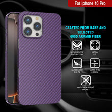 Load image into Gallery viewer, Funda Punkcase de fibra de carbono para iPhone 16 Pro [Serie AramidShield] Kevlar ultradelgada y ligera [púrpura]
