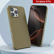 Load image into Gallery viewer, Funda Punkcase de fibra de carbono para iPhone 16 Pro [Serie AramidShield], ultradelgada y ligera, de Kevlar [Oro]
