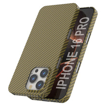 Load image into Gallery viewer, Funda Punkcase de fibra de carbono para iPhone 16 Pro [Serie AramidShield], ultradelgada y ligera, de Kevlar [Oro]
