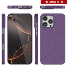 Load image into Gallery viewer, Funda Punkcase de fibra de carbono para iPhone 16 Pro [Serie AramidShield] Kevlar ultradelgada y ligera [púrpura]
