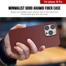 Load image into Gallery viewer, Funda Punkcase de fibra de carbono para iPhone 16 Pro [Serie AramidShield], ultradelgada y ligera, de Kevlar [roja]
