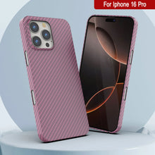 Load image into Gallery viewer, Funda Punkcase de fibra de carbono para iPhone 16 Pro [Serie AramidShield], ultradelgada y ligera, de Kevlar [rosa]
