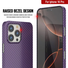 Load image into Gallery viewer, Funda Punkcase de fibra de carbono para iPhone 16 Pro [Serie AramidShield] Kevlar ultradelgada y ligera [púrpura]
