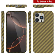 Load image into Gallery viewer, Funda Punkcase de fibra de carbono para iPhone 16 Pro [Serie AramidShield], ultradelgada y ligera, de Kevlar [Oro]
