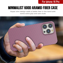 Load image into Gallery viewer, Funda Punkcase de fibra de carbono para iPhone 16 Pro [Serie AramidShield], ultradelgada y ligera, de Kevlar [rosa]
