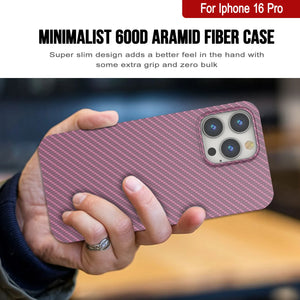 Funda Punkcase de fibra de carbono para iPhone 16 Pro [Serie AramidShield], ultradelgada y ligera, de Kevlar [rosa]