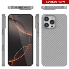 Cargar imagen en el visor de la galería, Funda Punkcase de fibra de carbono para iPhone 16 Pro [Serie AramidShield], ultradelgada y ligera, de Kevlar [blanca]

