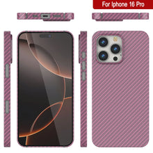 Load image into Gallery viewer, Funda Punkcase de fibra de carbono para iPhone 16 Pro [Serie AramidShield], ultradelgada y ligera, de Kevlar [rosa]
