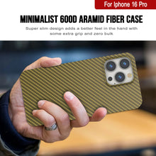 Load image into Gallery viewer, Funda Punkcase de fibra de carbono para iPhone 16 Pro [Serie AramidShield], ultradelgada y ligera, de Kevlar [Oro]
