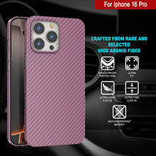 Load image into Gallery viewer, Funda Punkcase de fibra de carbono para iPhone 16 Pro [Serie AramidShield], ultradelgada y ligera, de Kevlar [rosa]
