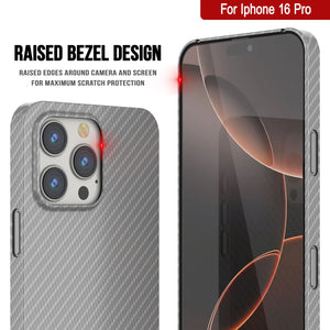 Funda Punkcase de fibra de carbono para iPhone 16 Pro [Serie AramidShield], ultradelgada y ligera, de Kevlar [blanca]