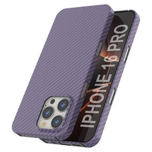 Cargar imagen en el visor de la galería, Funda Punkcase de fibra de carbono para iPhone 16 Pro [Serie AramidShield], ultradelgada y ligera, de Kevlar [lila]
