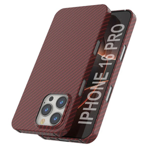 Funda Punkcase de fibra de carbono para iPhone 16 Pro [Serie AramidShield], ultradelgada y ligera, de Kevlar [roja]