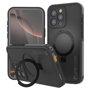 Funda impermeable para iPhone 16 Pro Max [Serie Kickstud 2.0] Cubierta protectora IP68 con protector de pantalla y soporte [gris]