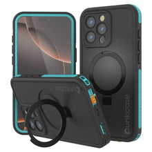 Load image into Gallery viewer, Funda impermeable para iPhone 16 Pro Max [Serie Kickstud 2.0] Cubierta protectora IP68 con protector de pantalla y soporte [Verde azulado]
