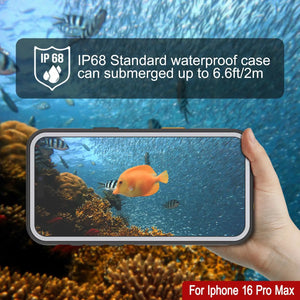 Funda impermeable para iPhone 16 Pro Max [Serie Kickstud 2.0] Cubierta protectora IP68 con protector de pantalla y soporte [Blanco]