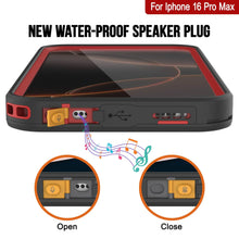 Load image into Gallery viewer, Funda impermeable para iPhone 16 Pro Max [Serie Kickstud 2.0] Cubierta protectora IP68 con protector de pantalla y soporte [Rojo]
