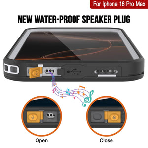 Funda impermeable para iPhone 16 Pro Max [Serie Kickstud 2.0] Cubierta protectora IP68 con protector de pantalla y soporte [Blanco]