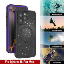 Cargar imagen en el visor de la galería, Funda impermeable para iPhone 16 Pro Max [Serie Kickstud 2.0] Cubierta protectora IP68 con protector de pantalla y soporte [púrpura]
