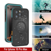 Load image into Gallery viewer, Funda impermeable para iPhone 16 Pro Max [Serie Kickstud 2.0] Cubierta protectora IP68 con protector de pantalla y soporte [Verde azulado]

