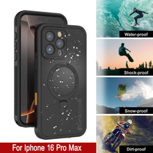 Load image into Gallery viewer, Funda impermeable para iPhone 16 Pro Max [Serie Kickstud 2.0] Cubierta protectora IP68 con protector de pantalla y soporte [Negro]
