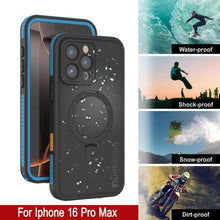 Cargar imagen en el visor de la galería, Funda impermeable para iPhone 16 Pro Max [Serie Kickstud 2.0] Cubierta protectora IP68 con protector de pantalla y soporte [Azul]
