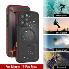 Load image into Gallery viewer, Funda impermeable para iPhone 16 Pro Max [Serie Kickstud 2.0] Cubierta protectora IP68 con protector de pantalla y soporte [Rojo]

