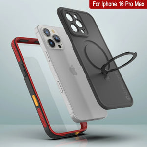 Funda impermeable para iPhone 16 Pro Max [Serie Kickstud 2.0] Cubierta protectora IP68 con protector de pantalla y soporte [Rojo]