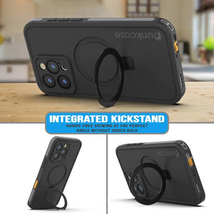 Funda impermeable para iPhone 16 Pro [Serie Kickstud 2.0] Cubierta protectora IP68 con protector de pantalla y soporte [gris]
