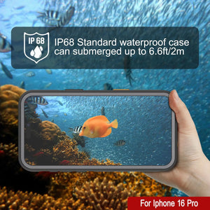Funda impermeable para iPhone 16 Pro [Serie Kickstud 2.0] Cubierta protectora IP68 con protector de pantalla y soporte [gris]