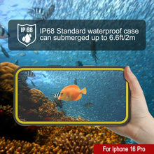 Cargar imagen en el visor de la galería, Funda impermeable para iPhone 16 Pro [Serie Kickstud 2.0] Cubierta protectora IP68 con protector de pantalla y soporte (amarillo)
