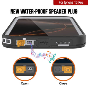 Funda impermeable para iPhone 16 Pro [Serie Kickstud 2.0] Cubierta protectora IP68 con protector de pantalla y soporte [Blanco]
