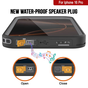Funda impermeable para iPhone 16 Pro [Serie Kickstud 2.0] Cubierta protectora IP68 con protector de pantalla y soporte [gris]