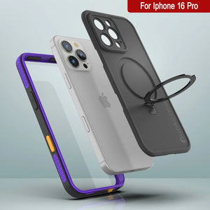 Funda impermeable para iPhone 16 Pro [Serie Kickstud 2.0] Cubierta protectora IP68 con protector de pantalla y soporte [púrpura]