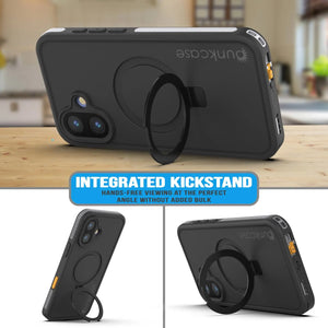 Funda impermeable para iPhone 16 [Serie Kickstud 2.0] Cubierta protectora IP68 con protector de pantalla y soporte [Blanco]