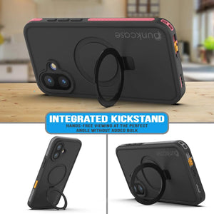 Funda impermeable para iPhone 16 [Serie Kickstud 2.0] Cubierta protectora IP68 con protector de pantalla y soporte [rosa]
