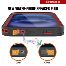 Load image into Gallery viewer, Funda impermeable para iPhone 16 [Serie Kickstud 2.0] Cubierta protectora IP68 con protector de pantalla y soporte [Rojo]
