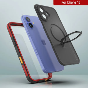 Funda impermeable para iPhone 16 [Serie Kickstud 2.0] Cubierta protectora IP68 con protector de pantalla y soporte [Rojo]