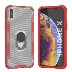 Funda PunkCase para iPhone X [Serie Magnetix 2.0] Cubierta de TPU Transparente Protectora con Soporte [Rojo]