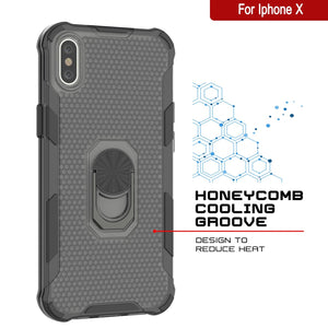 Funda PunkCase para iPhone X [Serie Magnetix 2.0] - Funda Protectora Transparente de TPU con Soporte [Negro]