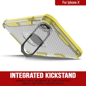 PunkCase para iPhone X Funda [Serie Magnetix 2.0] Cubierta transparente de TPU protectora con soporte [Amarillo]