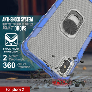 Funda PunkCase para iPhone X [Serie Magnetix 2.0] Cubierta protectora TPU transparente con soporte para mesa [Azul].