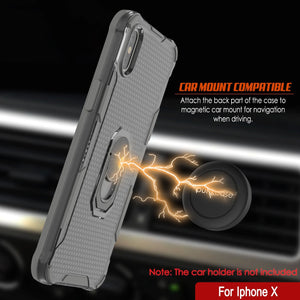 PunkCase para iPhone X [Serie Magnetix 2.0] Funda transparente de TPU protectora con soporte [Gris].